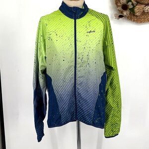 Shebeest Cycling Wind Breaker Neon Lightweight Jacket Packable XL Green Blue